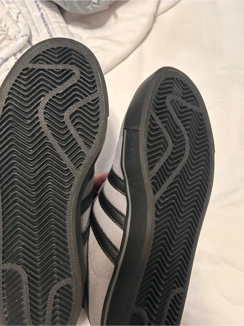 adidas Men's Gray Canvas Sneakers with Black Stripes